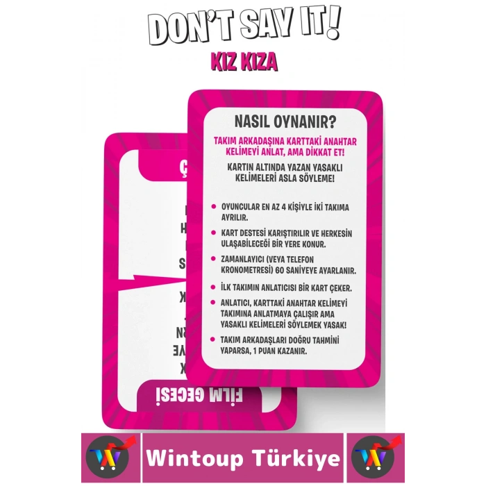 Eğitici Dikkat Zeka Gelişimi Eğlenceli Vakit Ev Kız Gecesi Parti Kart Oyunu Dont Say It-Kız Kıza