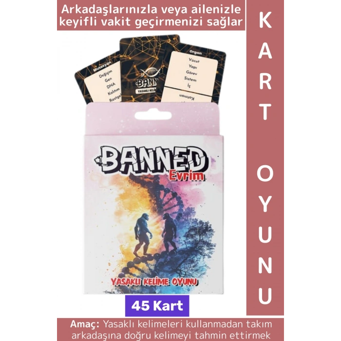 Eğitici Analitik Düşünme Arkadaş Eğlence Bilim Tema Tahmin Yasaklı Kelime Oyunu-Banned Evrim 45 Kart