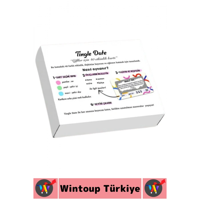 Eğlenceli Romantik Keyifli Vakit Sürpriz Görev Etkinlik Sevgili Çift İlişki Oyun-Tingle Date 40 Kart