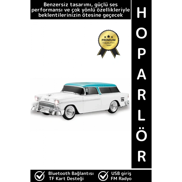 Premium Yüksek Ses Speaker Çok Şık Klasik Araba Tasarımlı USB TF FM Destekli Bluetooth Hoparlör