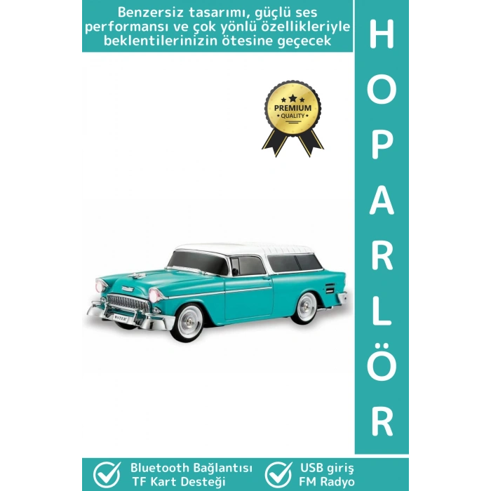 Premium Yüksek Ses Speaker Çok Şık Klasik Araba Tasarımlı USB TF FM Destekli Bluetooth Hoparlör