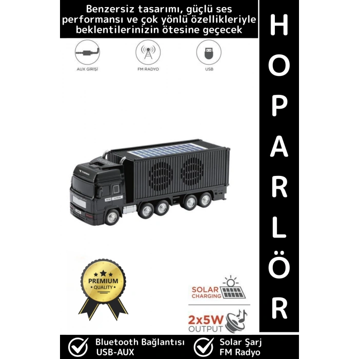 Premium Dekoratif Yüksek Ses Speaker USB AUX FM Şık Dorseli Tır Tasarımlı Retro Bluetooth Hoparlör