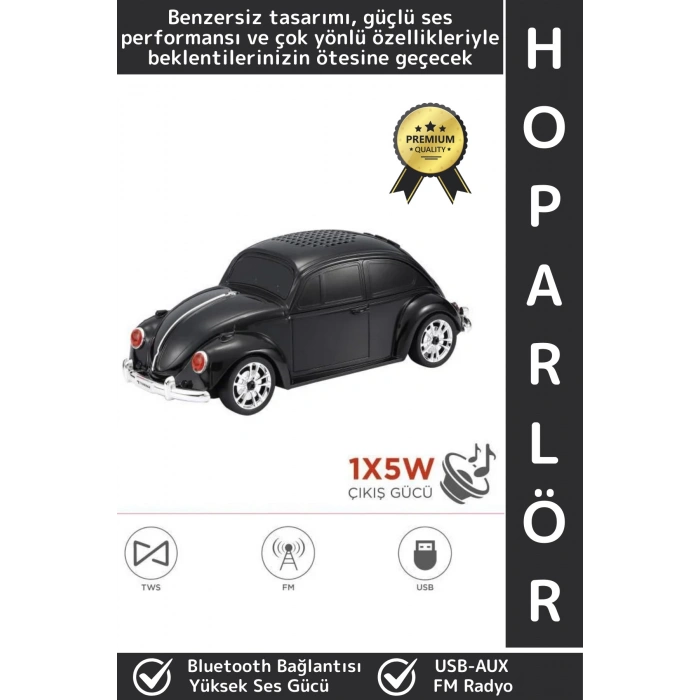 Premium Nostaljik Yüksek Ses Speaker AUX USB Çok Şık Retro Vosvos Tasarımlı Bluetooth Speaker