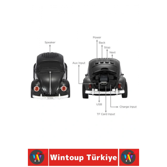 Premium Nostaljik Yüksek Ses Speaker AUX USB Çok Şık Retro Vosvos Tasarımlı Bluetooth Speaker