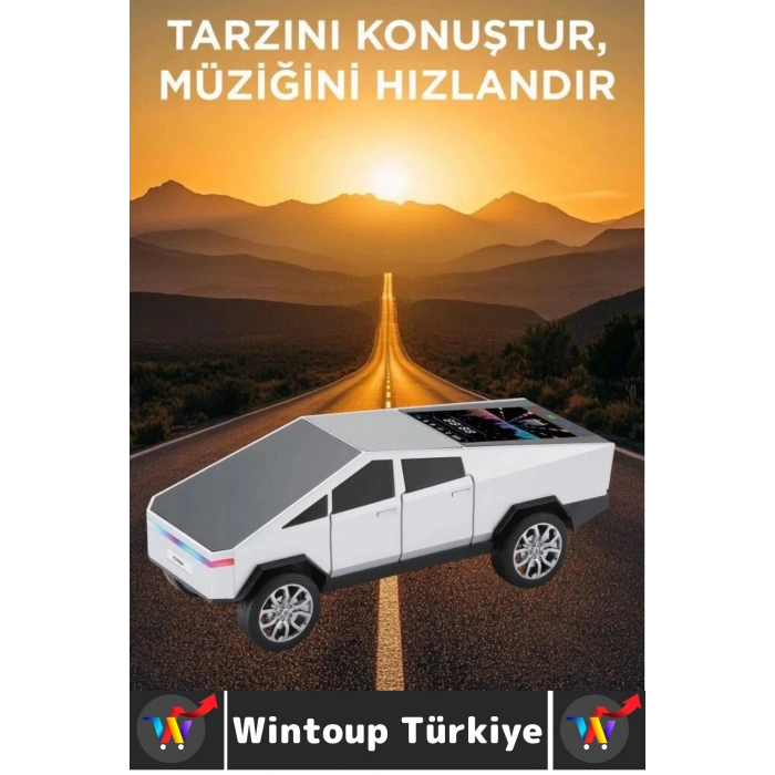 Premium Güçlü Ses USB AUX Speaker CyberTruck Lüks Araba Tasarımlı RGB Led Ekranlı Bluetooth Hoparlör