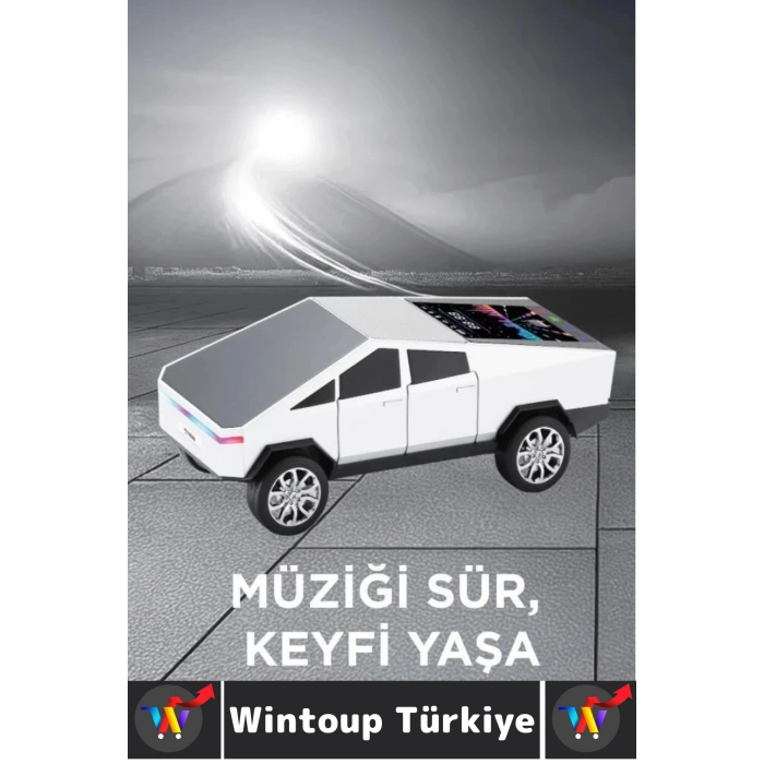 Premium Güçlü Ses USB AUX Speaker CyberTruck Lüks Araba Tasarımlı RGB Led Ekranlı Bluetooth Hoparlör