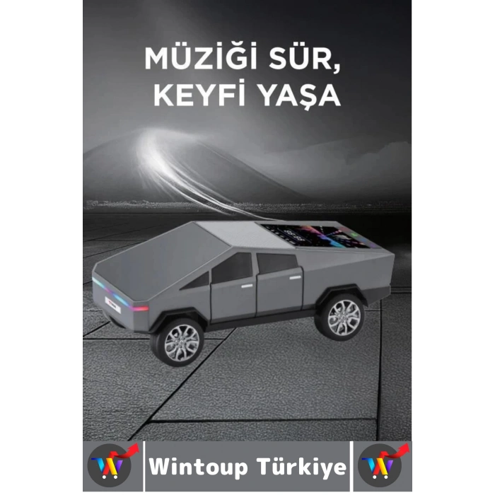 Premium Güçlü Ses USB AUX Speaker CyberTruck Lüks Araba Tasarımlı RGB Led Ekranlı Bluetooth Hoparlör