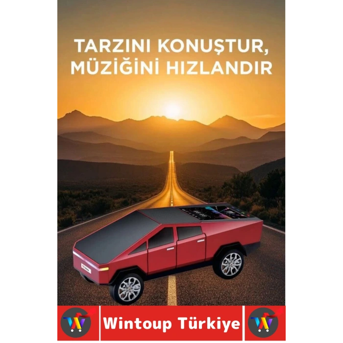 Premium Güçlü Ses USB AUX Speaker CyberTruck Lüks Araba Tasarımlı RGB Led Ekranlı Bluetooth Hoparlör