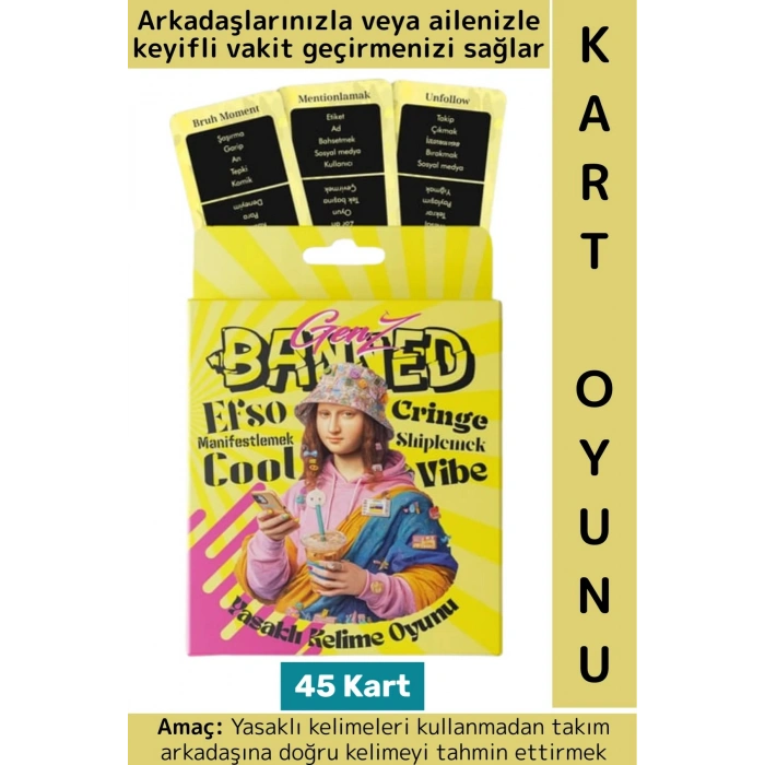 Eğitici Düşünme Aile Arkadaş Eğlenceli Genç Nesil Tahmin Yasaklı Kelime Oyunu-Banned Gen Z 45 Kart