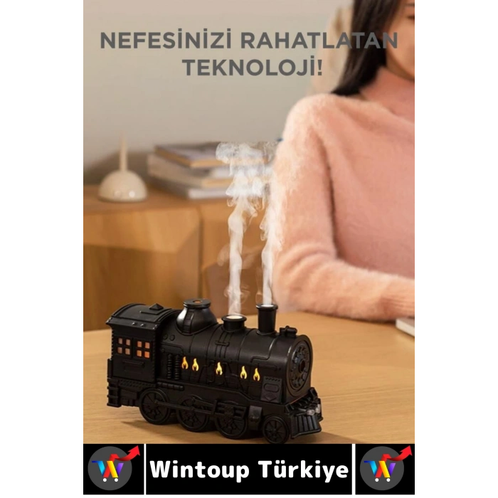 Premium Ultrasonik Sessiz Çalışma Led Işıklı Çok Şık Tren Tasarımlı Oda Hava Nemlendiricisi 300 ML