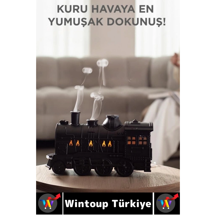 Premium Ultrasonik Sessiz Çalışma Led Işıklı Çok Şık Tren Tasarımlı Oda Hava Nemlendiricisi 300 ML