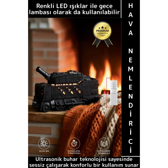 Premium Ultrasonik Sessiz Çalışma Led Işıklı Çok Şık Tank Tasarımlı Oda Hava Nemlendiricisi 300 ML