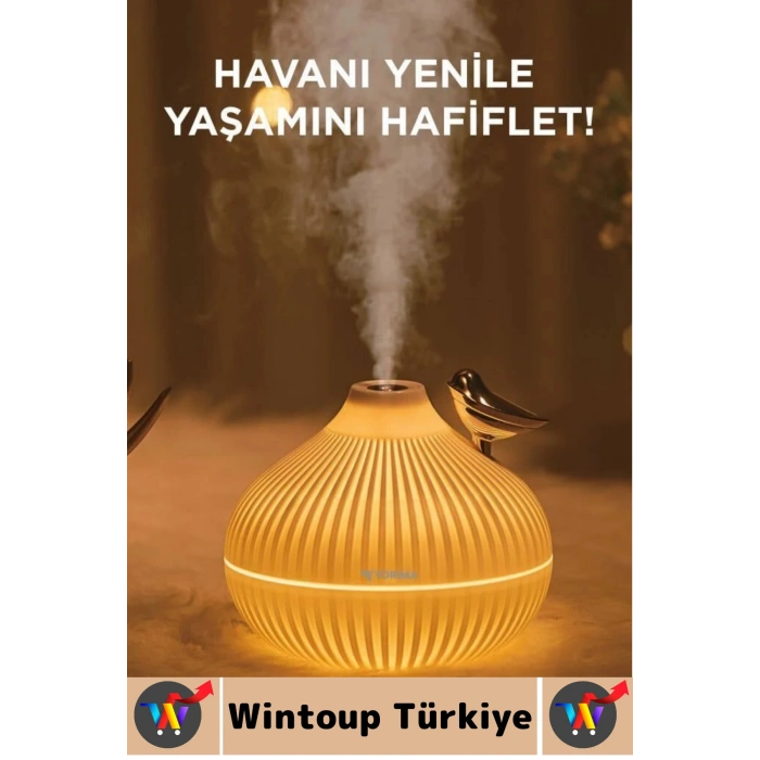 Premium Ultrasonik Sessiz Led Işıklı Çocuk Bebek Odası Gece Lambası Şık Oda Hava Nemlendirici 300 ML