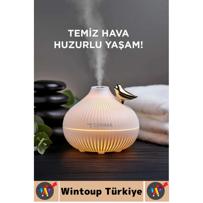 Premium Ultrasonik Sessiz Led Işıklı Çocuk Bebek Odası Gece Lambası Şık Oda Hava Nemlendirici 300 ML