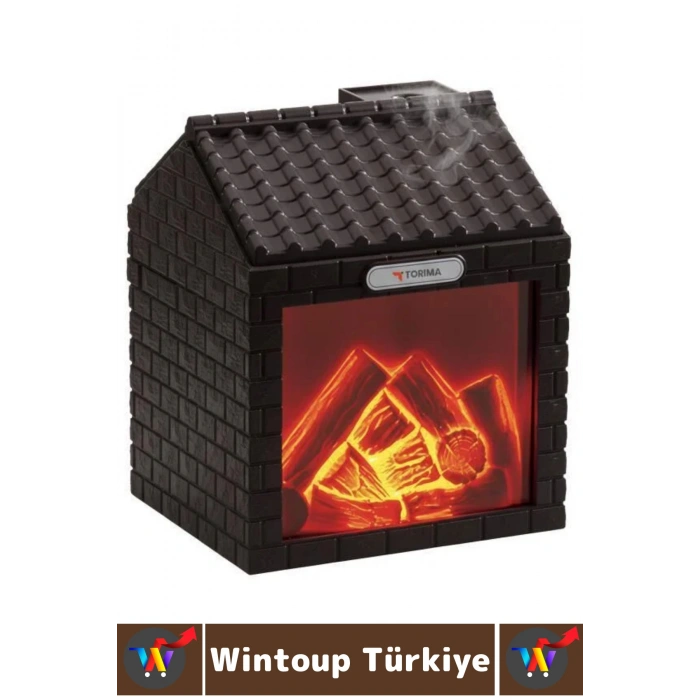 Premium Sessiz Ultrasonik LED Şömine Efektli Ahşap Görünüm Gece Lambası Oda Hava Nemlendirici 200 ML