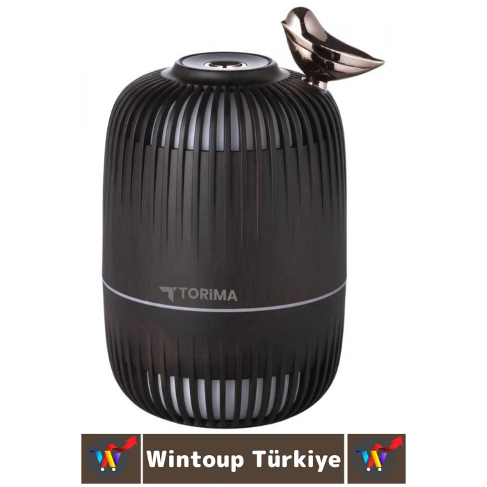Premium Buhar Makinesi Şık Kuş Detaylı Ahşap Görünümlü Renkli LED Işık Oda Hava Nemlendirici 280 ML
