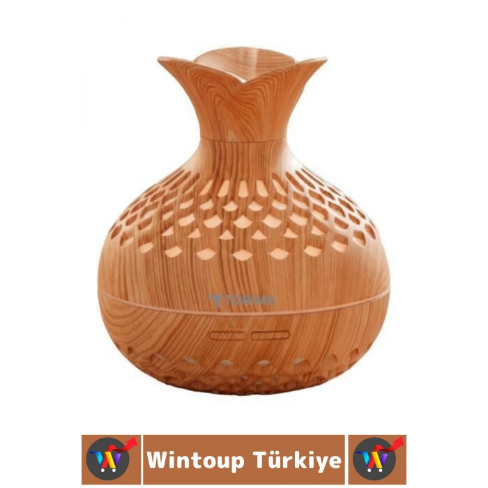 Premium Ultrasonik Sessiz Led Işık Çiçek Vazosu Tasarım Ahşap Görünüm Oda Hava Nemlendiricisi 300 ML