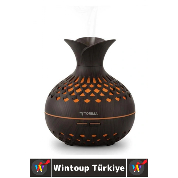 Premium Ultrasonik Sessiz Led Işık Çiçek Vazosu Tasarım Ahşap Görünüm Oda Hava Nemlendiricisi 300 ML