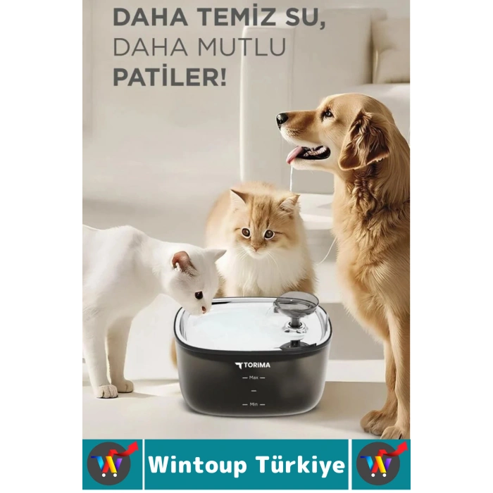 Premium Evcil Hayvan Kedi Köpek Ultra Sessiz Temiz Su Pınarı Otomatik Filtreli Su Çeşmesi 2.5 Litre