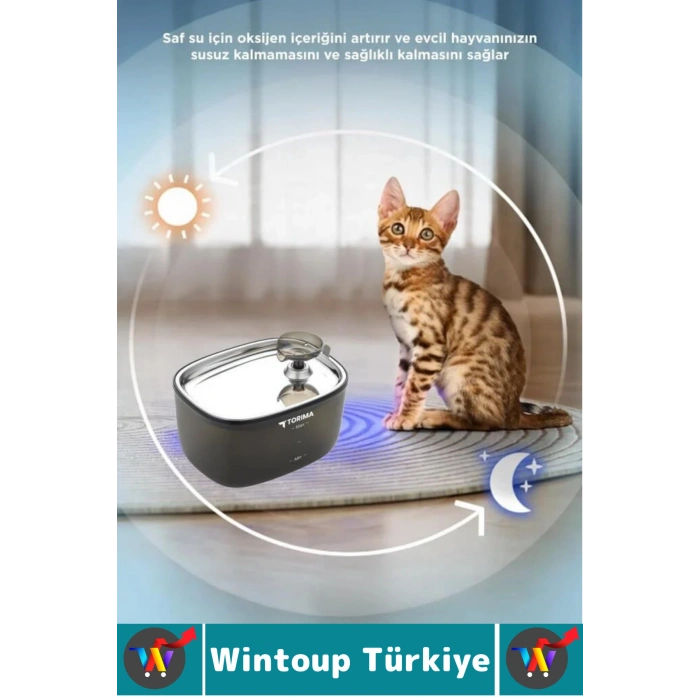 Premium Evcil Hayvan Kedi Köpek Ultra Sessiz Temiz Su Pınarı Otomatik Filtreli Su Çeşmesi 2.5 Litre