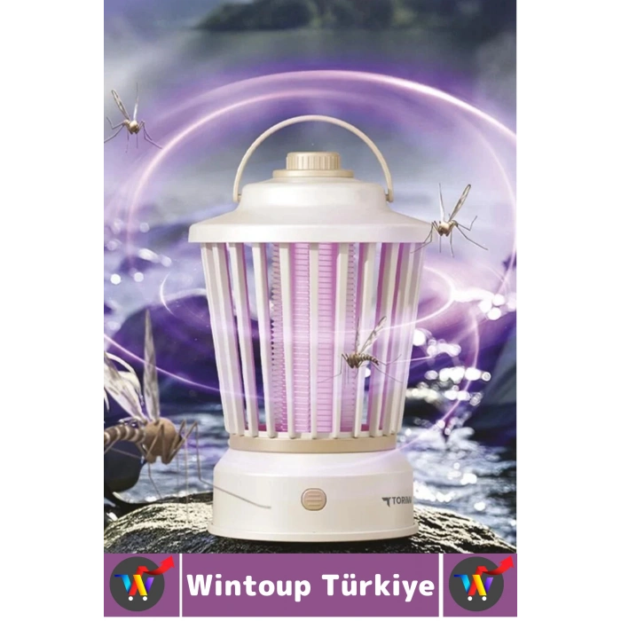 Premium İç Dış Mekan UV Işık Lamba Sivrisinek Kovucu Sineksavar Şarjlı Asılır Sinek Öldürücü Beyaz