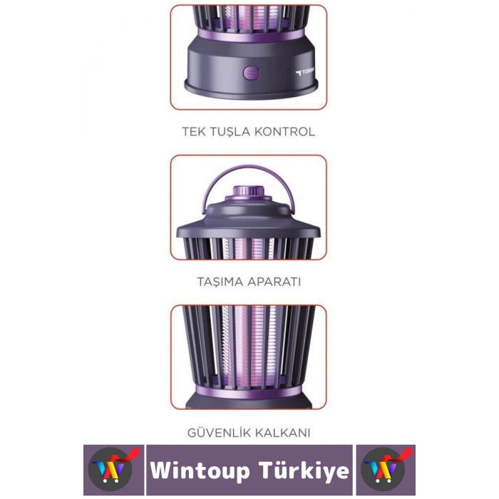 Premium İç Dış Mekan UV Işık Lamba Sivrisinek Kovucu Sineksavar Şarjlı Asılır Sinek Öldürücü Siyah