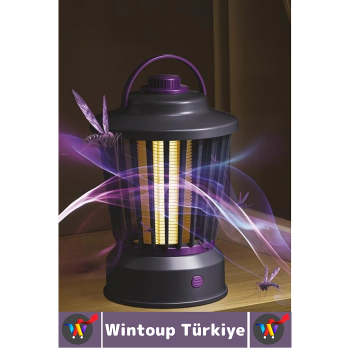 Premium İç Dış Mekan UV Işık Lamba Sivrisinek Kovucu Sineksavar Şarjlı Asılır Sinek Öldürücü Siyah