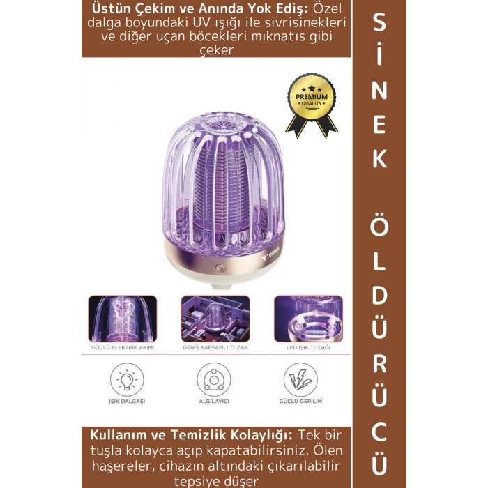 Premium İç Dış Mekan Elektrikli Lamba Sivrisinek Kovucu Sineksavar Şarjlı UV Sinek Öldürücü Krem