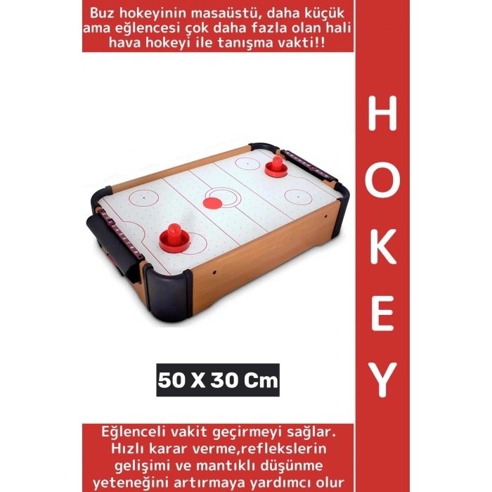 Premium Eğlenceli Çocuk Genç Yetişkin Stres Azaltan Oyun Ahşap Buz Hava Hokey 50 X 30 Cm