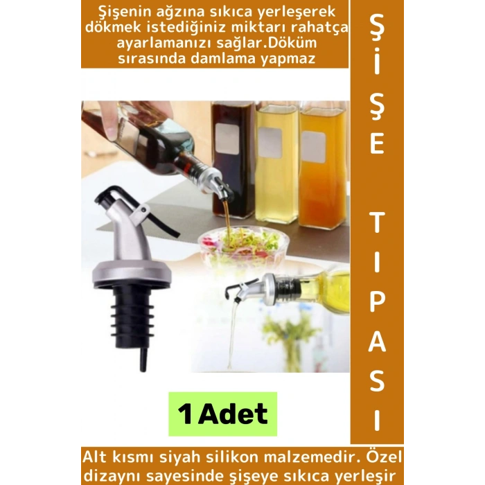 Uzun Ömürlü Damlatmaz Sızdırmaz Kapaklı Nar Ekşisi Sirke Limon Şişesi Pratik Yağdanlık Ucu Tıpası