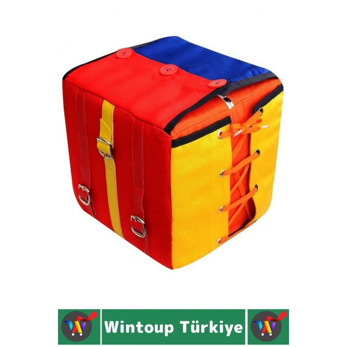 Okul Öncesi Çocuk Gelişim Özel Gereksinimli Birey Bağlama İlikleme Fermuar Eğitici Beceri Küpü 22 Cm