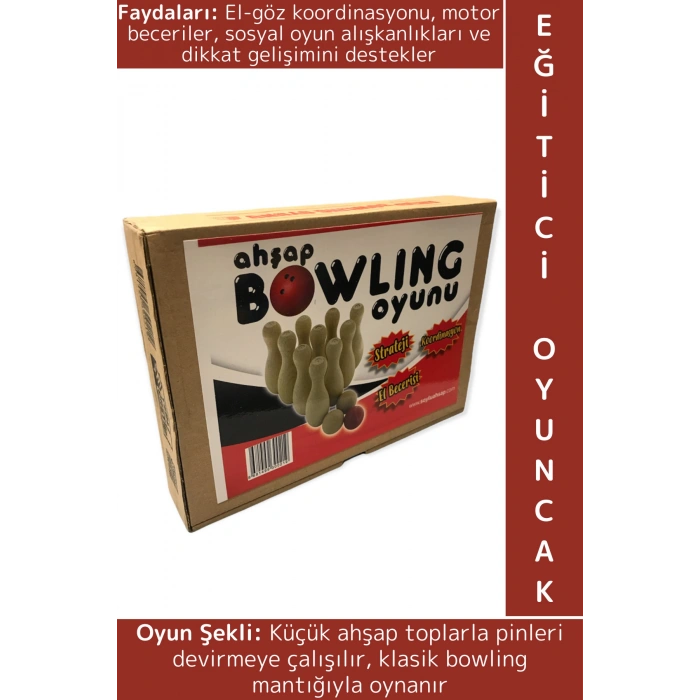 Eğitici Oyuncak El Göz Koordinasyonu Beceri Geliştirici Doğal Ahşap Çok Şık Çocuk Bowling Oyunu Seti
