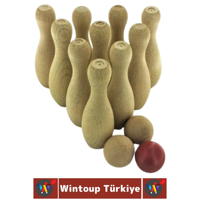 Eğitici Oyuncak El Göz Koordinasyonu Beceri Geliştirici Doğal Ahşap Çok Şık Çocuk Bowling Oyunu Seti