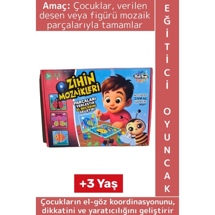 Eğitici Çocuk Dikkat Yaratıcılık El Göz Koordinasyonu Odak Gelişimi Eğlenceli Oyun Zihin Mozaikleri