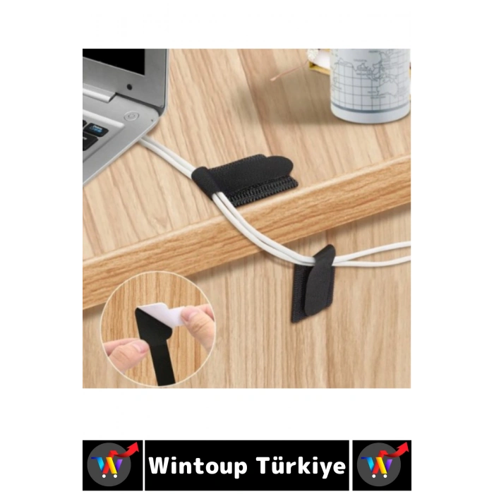 Montanjsız Masa Üstü Ev Ofis Kablo Karışıklık Düzenleyici Şık Kendinden Yapışkanlı Cırt Bant 20 Adet