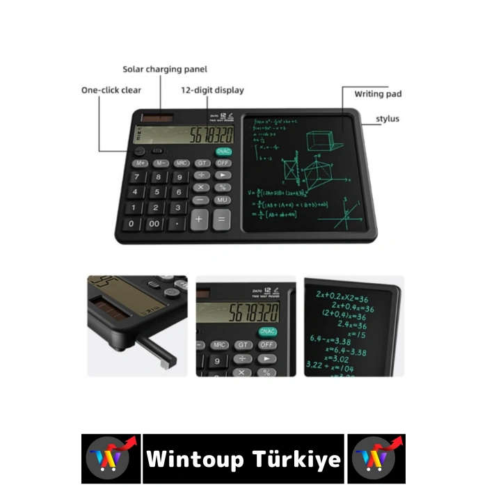 Kompakt Çanta Boy Okul Ofis Not Alma Özellikli Solar Enerjili Pilli LCD Yazı Ekranlı Hesap Makinesi