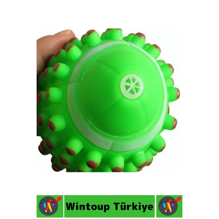 Dayanıklı Evcil Hayvan İlgi Çekici Sesli Renkli Masaj Etkili Dikenli Köpek Diş Kaşıma Oyun Topu