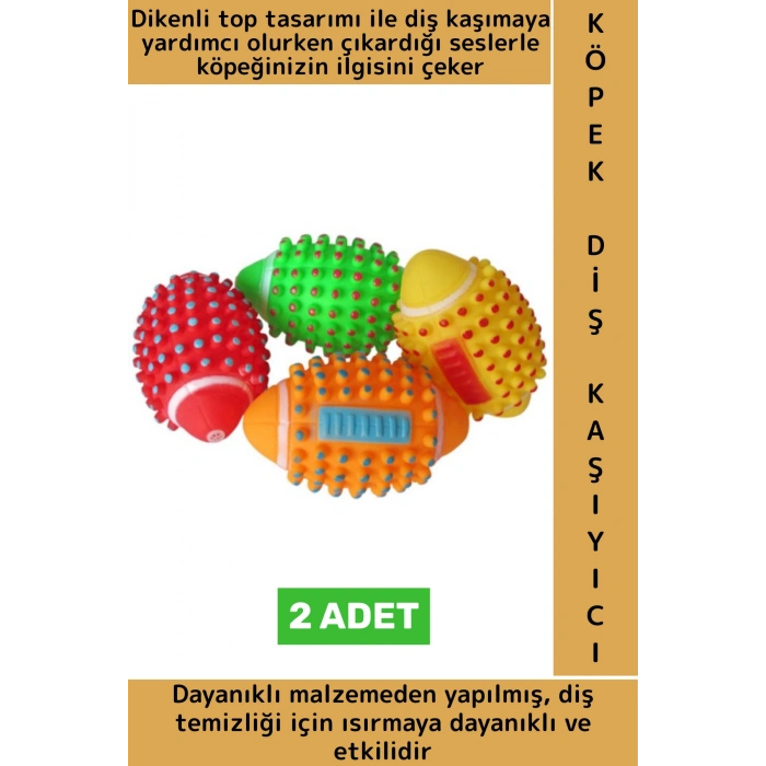 Dayanıklı Evcil Hayvan İlgi Çekici Renk Sesli Masaj Etkili Dikenli Köpek Diş Kaşıma Oyun Topu 2 Adet