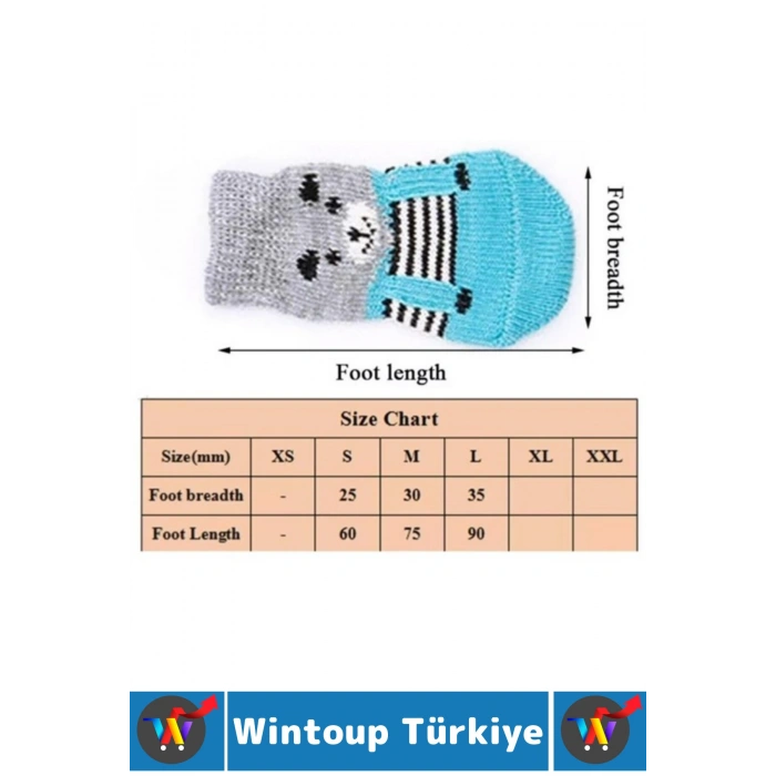 Evcil Hayvan Küçük Irk Kedi Köpek Likralı Kaydırmaz Sıcak Tutan Sevimli Örme Çorap 3 X 7.5 Cm 8 Adet
