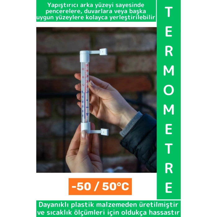 Dayanıklı Kendinden Yapışkanlı Balkon Pencere Bahçe Teras Isı Kontrol Şık Dış Mekan Termometresi