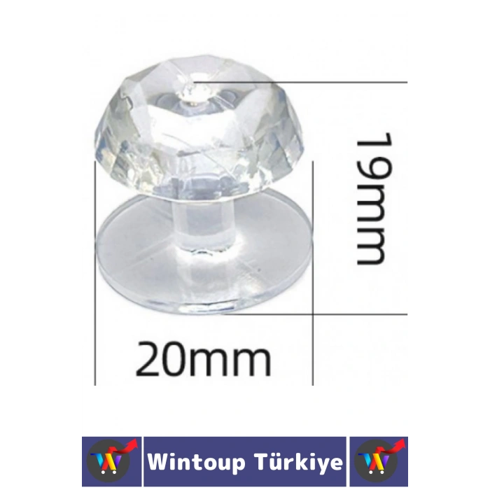 Montajsız Çekmece Dolap Klozet Kapağı Şık Kristal Tasarım Çok Amaçlı Yapışkanlı Tutacak Buton 4 Adet