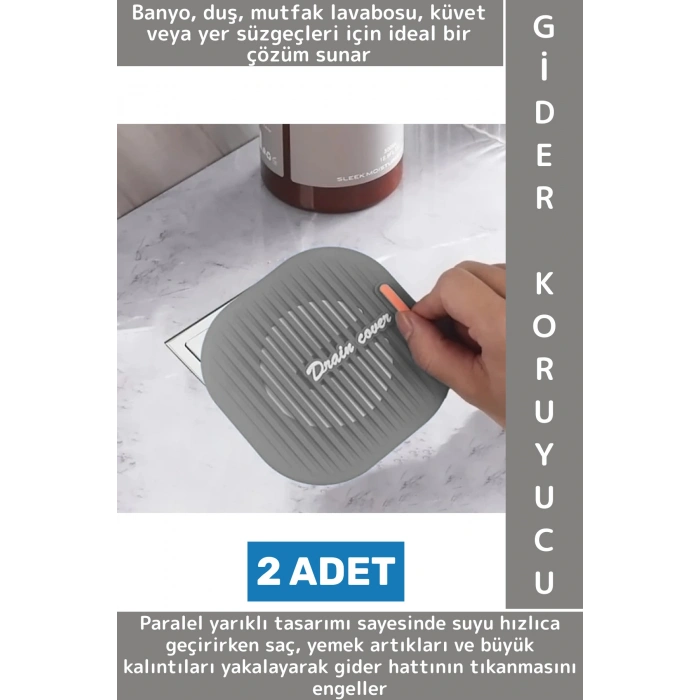 Hijyenik Mutfak Banyo Küvet Lavabo Pas Küf Tutmaz Süzgeçli Lavabo Gider Koruyucu Silikon Mat 2 Adet
