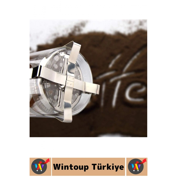 Premium Isıya Dayanıklı Kahve Demleme Bitki Çayı Ahşap Kapak Sap Detaylı Cam French Press 600 ML