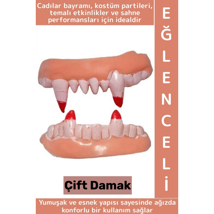 Parti Fotoğraf Çekimi Halloween Gerçekçi Korkutucu Görünüm Çift Damak Yumuşak Takma Vampir Dişi