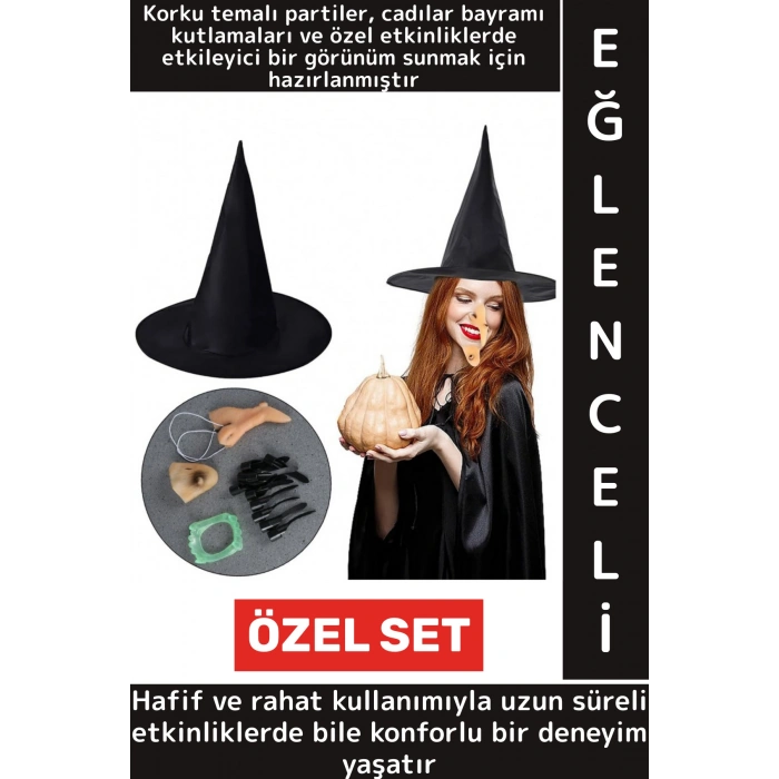 Parti Halloween Cosplay Fotoğraf Çekimi Etkinlik Hafif Rahat Genç Yetişkin Şık Özel Cadı Kostüm Seti