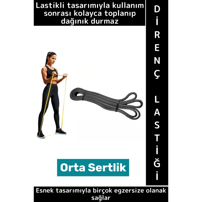 Premium Fitness Squat Pilates Jimnastik Spor Aerobik Egzersiz Hafif Orta Sertlik Direnç Lastiği