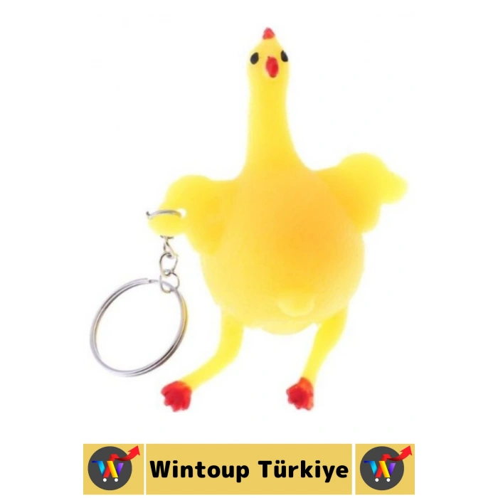 Eğlenceli Hediyelik Komik Stres Giderici Duyusal Uyarıcı Squishy Yumurtlayan Tavuk Anahtarlık 2 Adet