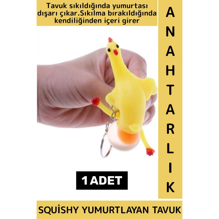 Eğlenceli Hediyelik Komik Stres Giderici Duyusal Uyarıcı Kauçuk Squishy Yumurtlayan Tavuk Anahtarlık