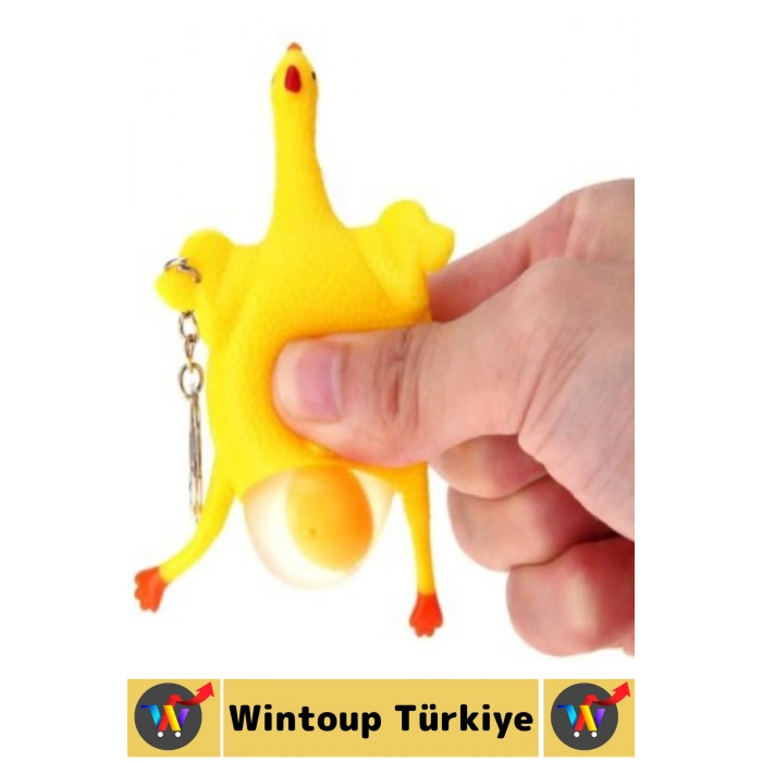 Eğlenceli Hediyelik Komik Stres Giderici Duyusal Uyarıcı Kauçuk Squishy Yumurtlayan Tavuk Anahtarlık