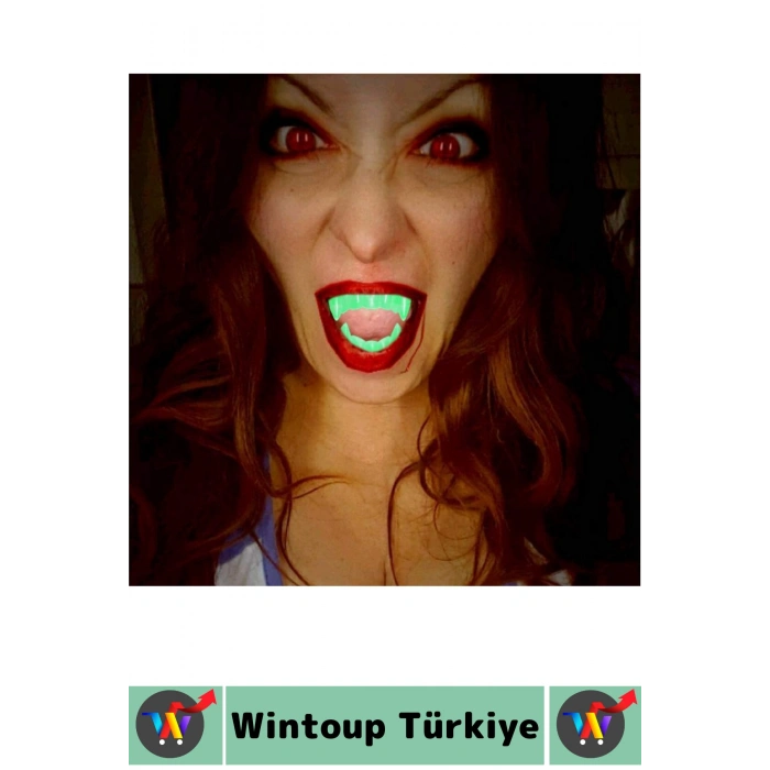 Parti Fotoğraf Çekimi Halloween Gerçekçi Korkutucu Görünüm Fosforlu Çift Damak Takma Vampir Dişi